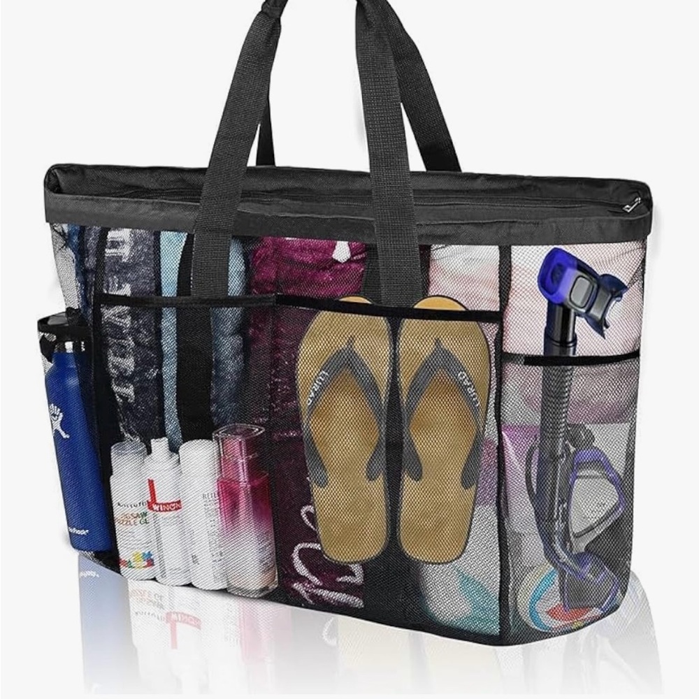 Extra Large Mesh Beach Tote with Pockets